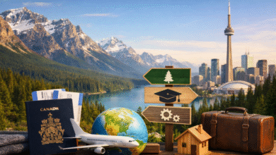 "أفضل طريقة للسفر إلى كندا 2025: دليل شامل لأنواع التأشيرات والشروط والمستندات والرسوم والمدة"