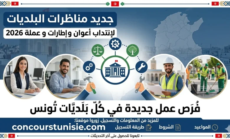 جديد مناظرات البلديات لإنتداب أعوان و إطارات و عملة 2026 – عروض الشغل في تونس 2026
