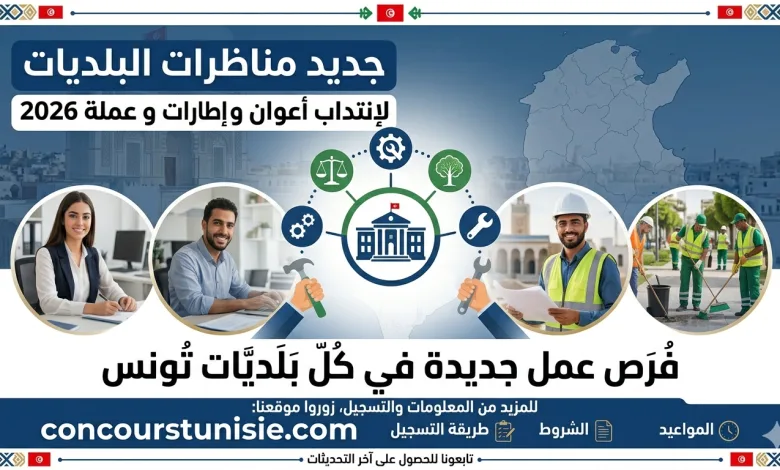 جديد مناظرات البلديات لإنتداب أعوان و إطارات و عملة 2026